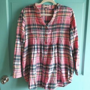 🔥B2G1 Woman Within Pintuck Pink Plaid Flannel